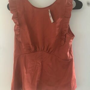 Express Ruffled Sleeveless Blouse - Rust
